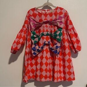 Colorful Harlequin Dress with Bows